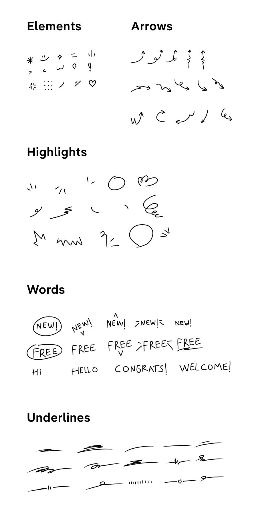 70+可爱手账手绘装饰元素素材包